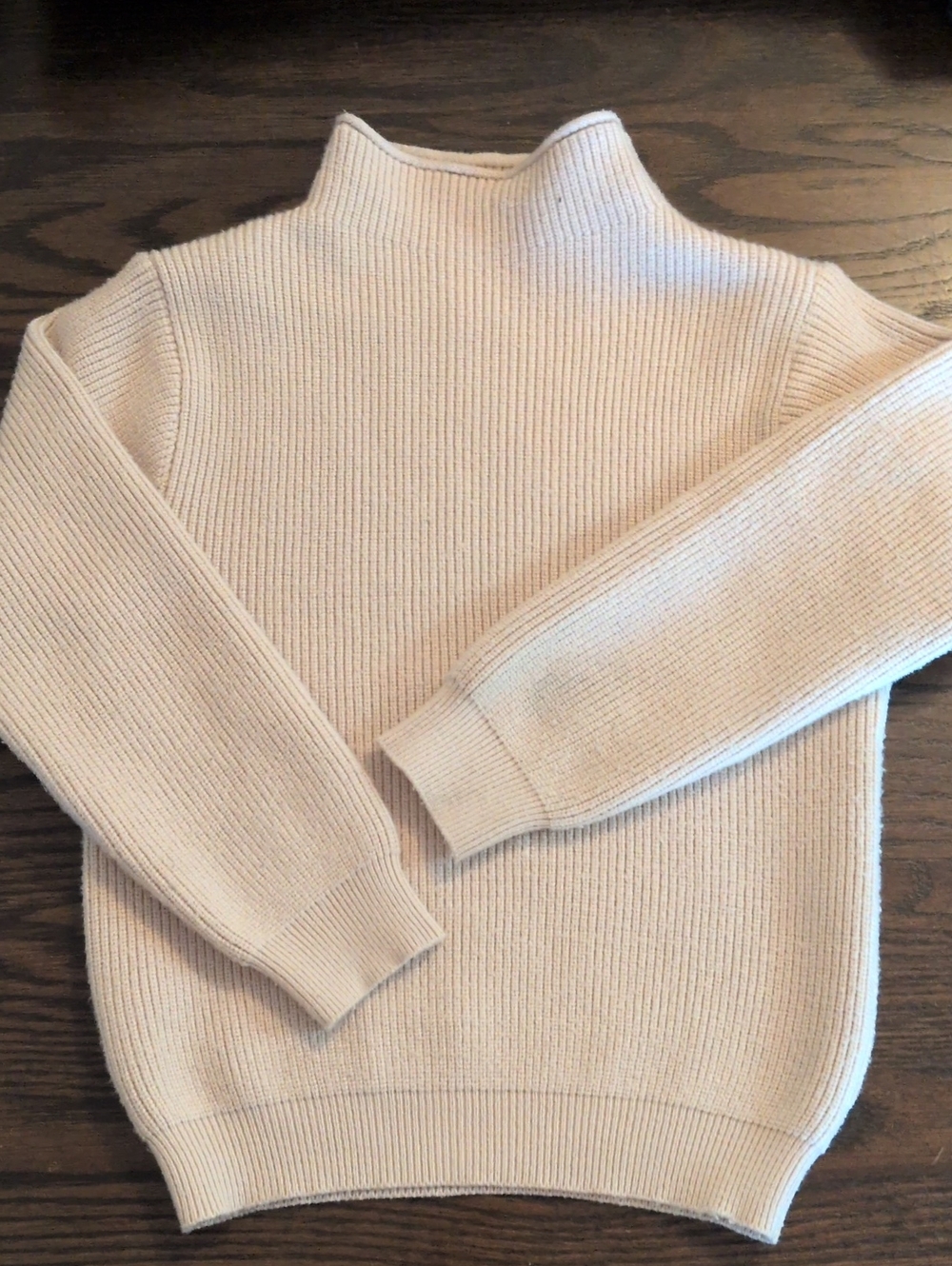 SHEIN Cream Ribbed Knit Turtle Neck Sweater. Size 120cm (Fits 5T)